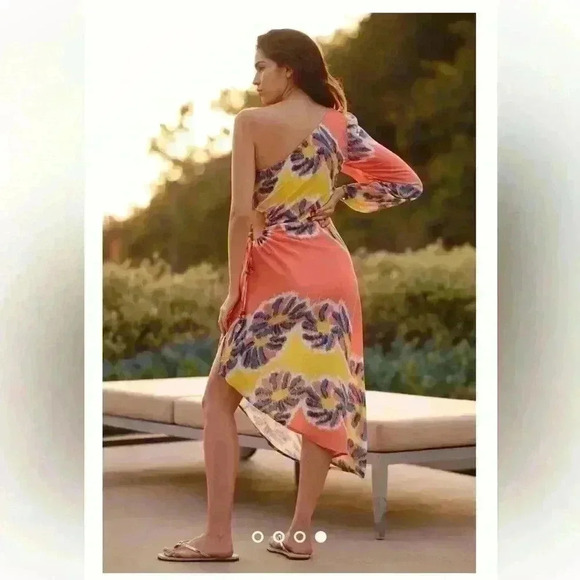 Anthropologie One-Shoulder Printed Midi Dress - Picture 4 of 10